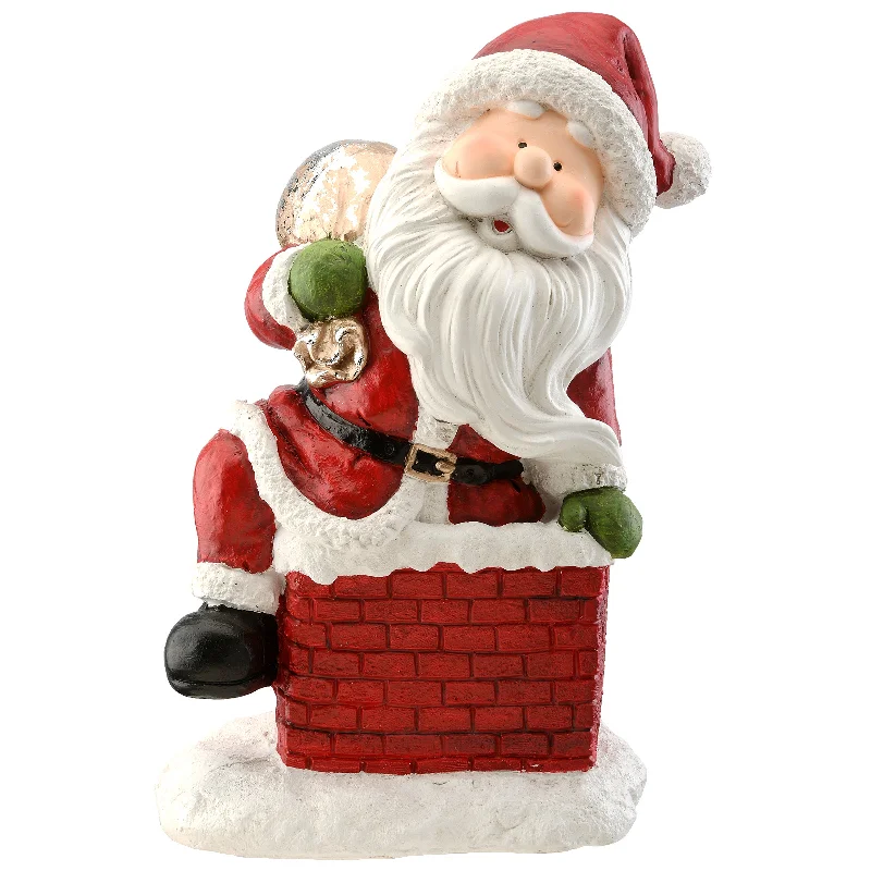 14 in. Santa Climbing into Chimney Figuerine