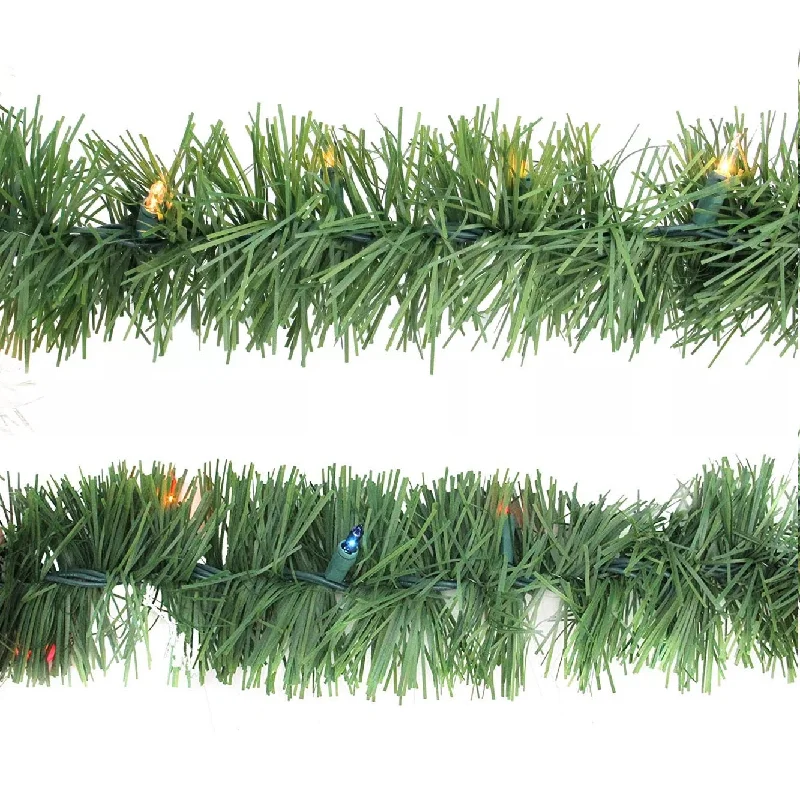 18' Pre-Lit Green Pine Artificial Christmas Garland