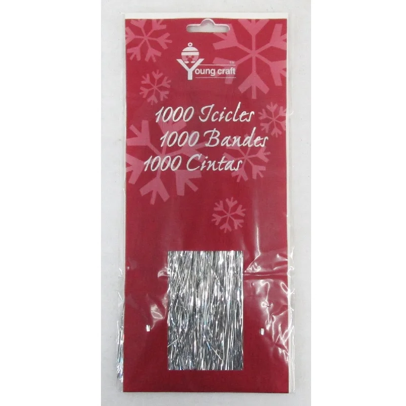 18" Thin Silver Tinsel Icicles