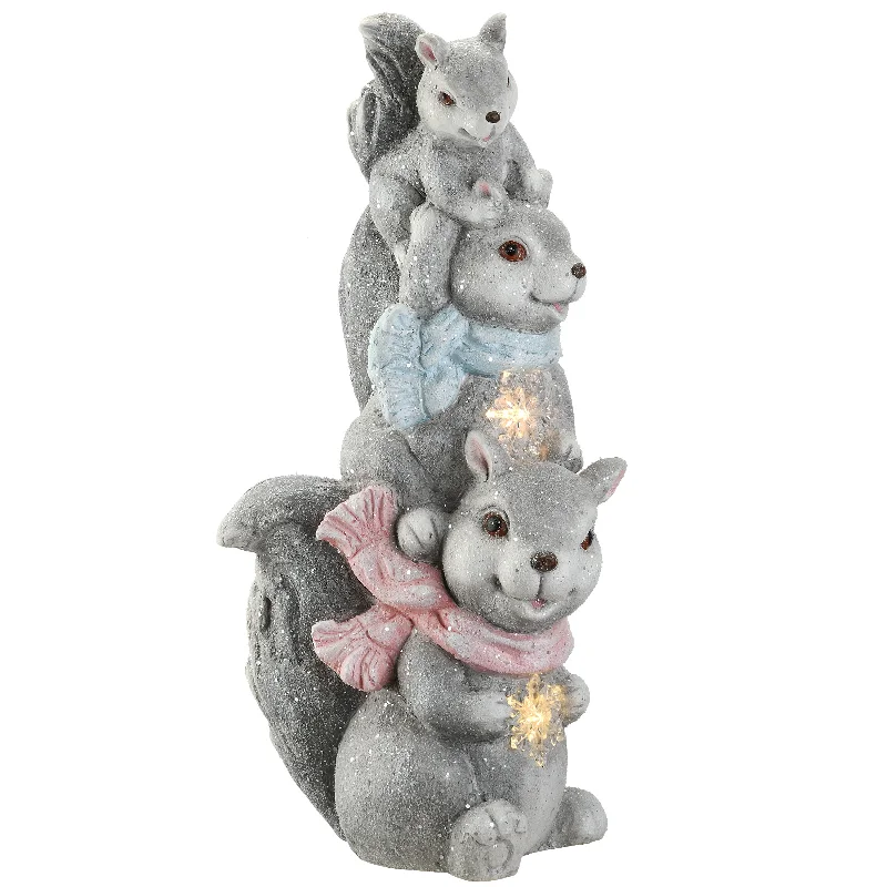 19 in. LED Squirrel Trio Fuguerine