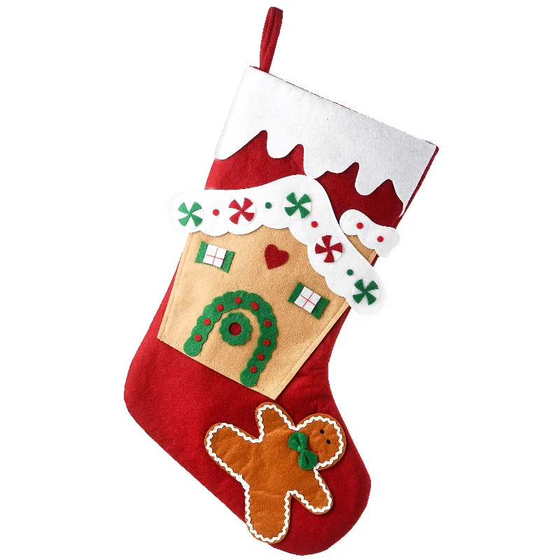 20 in. Be Merry Collection Gingerbread House Stocking