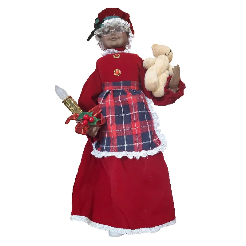 24" Animated African American Mrs. Claus with Lighted Candle