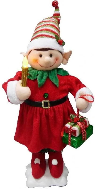 24" Animated Mrs. Elf with Lighted Candle