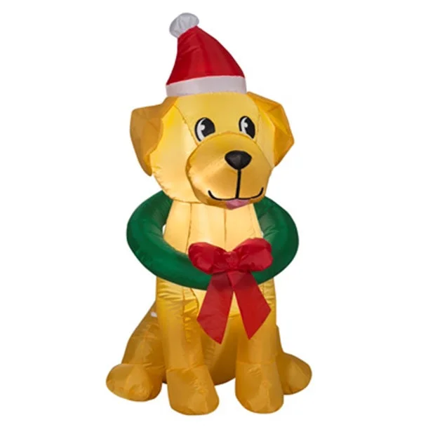 3.5' Airblown® Yellow Lab with Wreath Inflatable