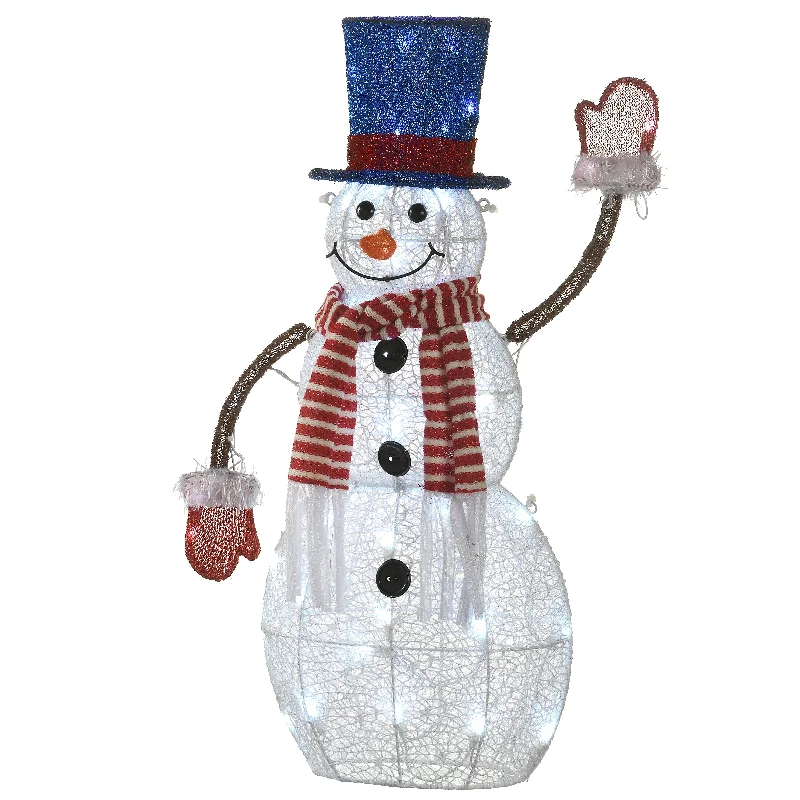 30 in. Pre-Lit Fabric Snowman