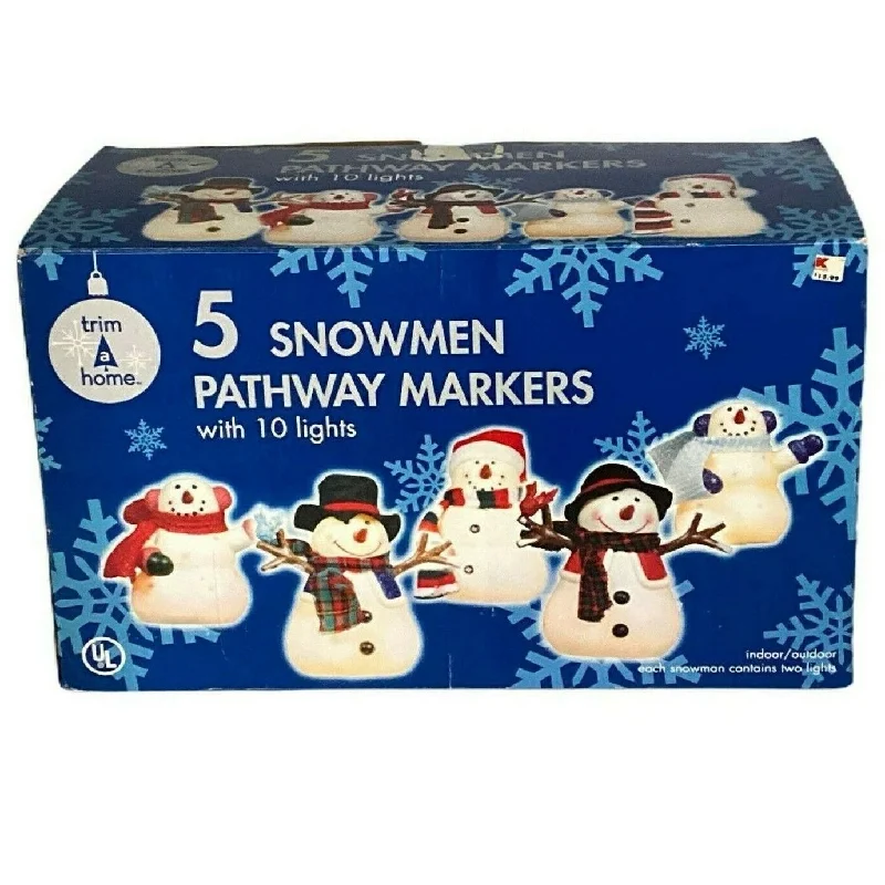 Set of 5 Lighted Snowman Driveway Markers