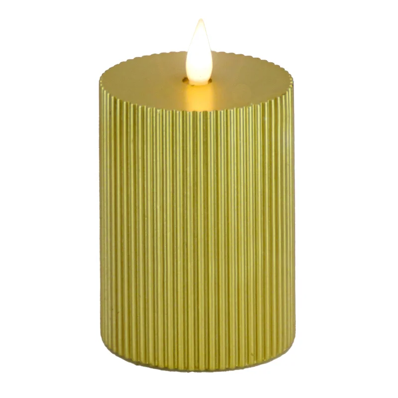 5 in. by 11 in. HGTV Home Collection Flameless Georgetown Pillar Candle, Gold