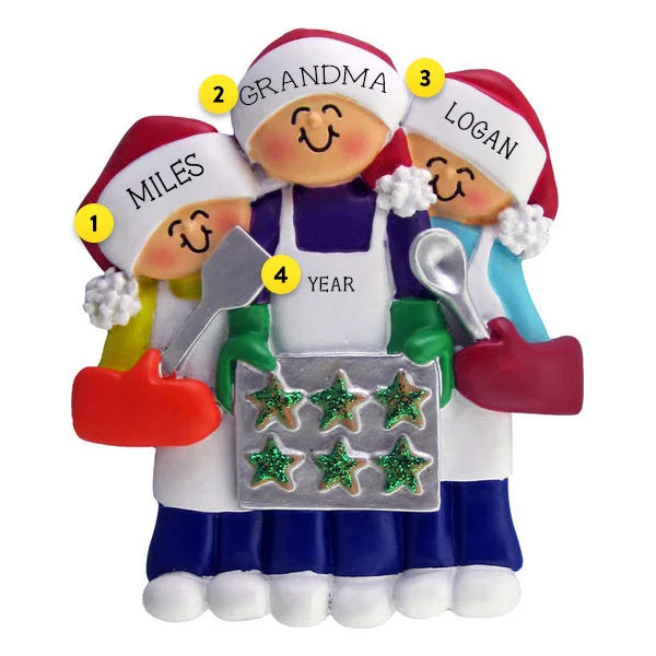 Personalized Baking Cookies Family of 3 Ornament