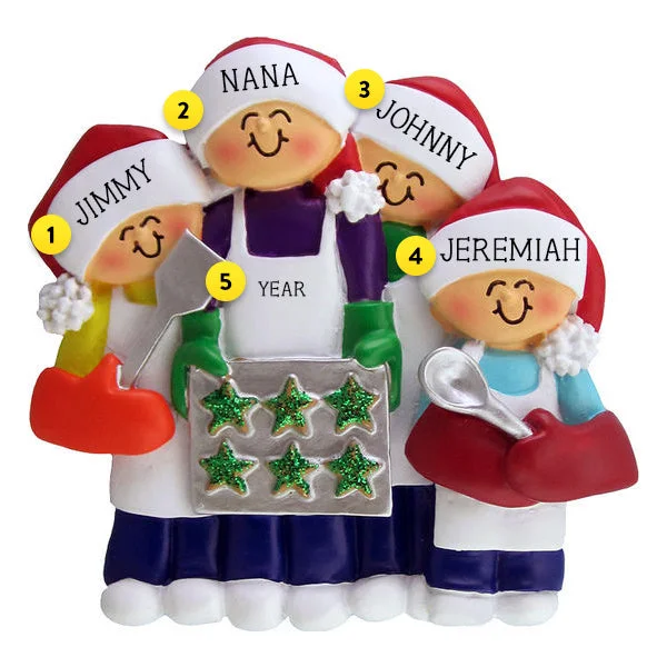 Personalized Baking Cookies Family of 4 Ornament