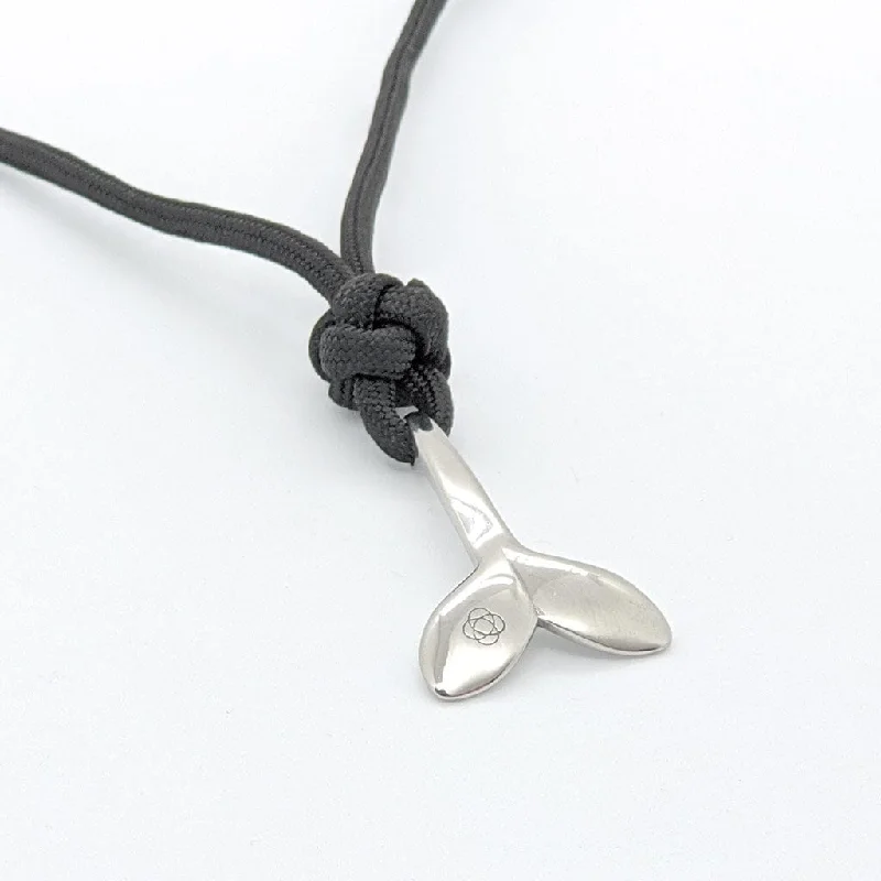 Black Whale Tail Adjustable Necklace Stainless Steel 2