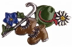 Boots, Hat and Cane Pin by Kuehn Pewter