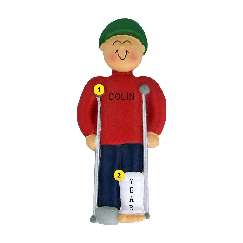 Personalized Broken Leg Ornament - Male