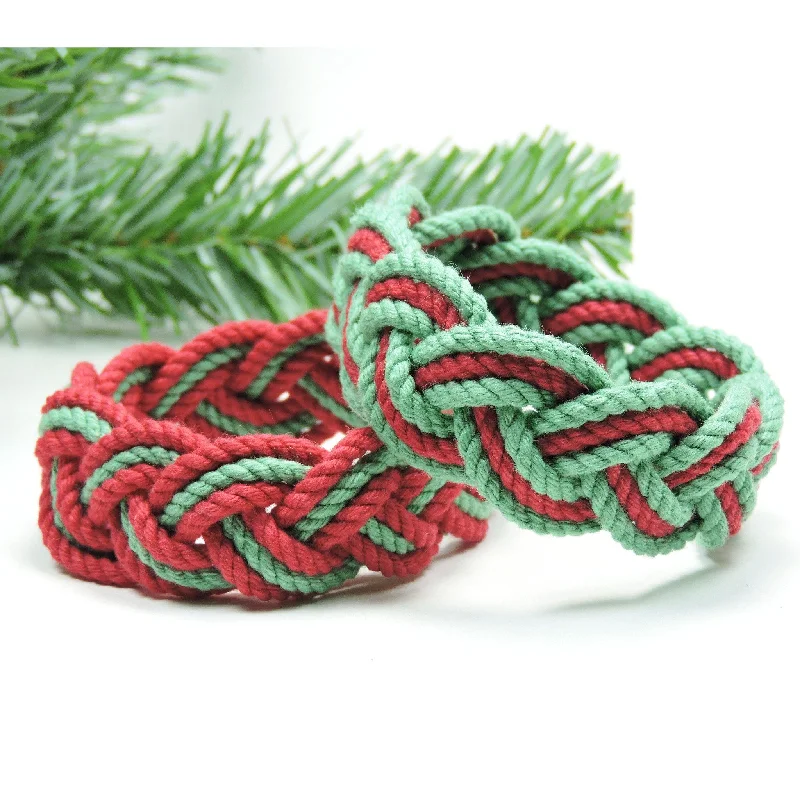 Striped Sailor Knot Bracelet, Christmas Colors