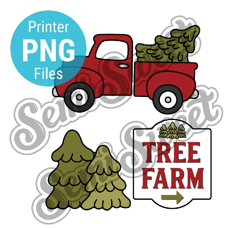 Christmas Farm Truck 4pc Set - PNG Images