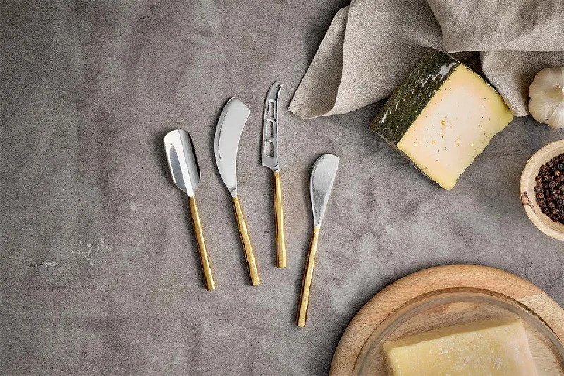 Darsa Cheese Knife Set - Brushed Gold (Set of 4)