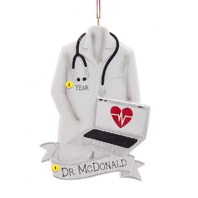 Personalized Doctor Coat with Laptop Ornament