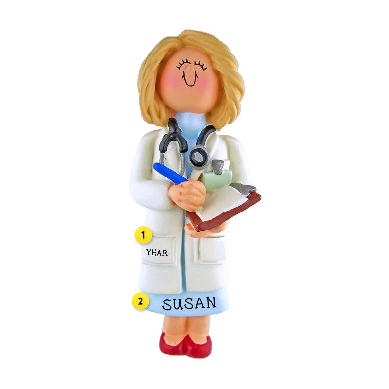 Personalized Doctor Ornament - Female, Blonde Hair