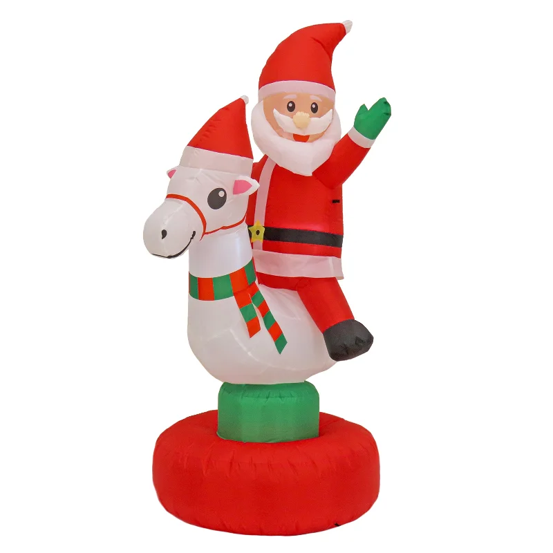 6 ft. Red Inflatable Blow Up Santa on Horse