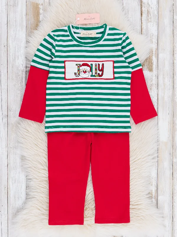 Green Stripe Jolly Santa Outfit - Restocked!