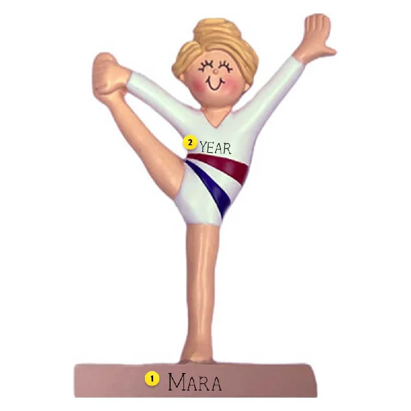 Personalized Gymnast Ornament - Female, Blonde Hair