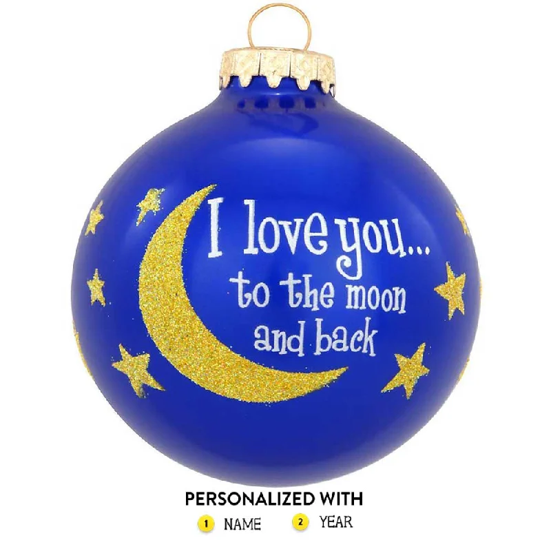 Personalized I love you to the Moon and Back Glass Bulb Ornament