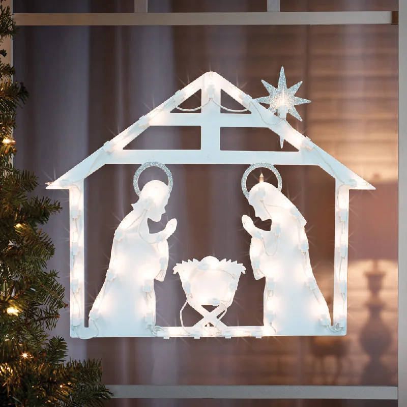 Illuminated Nativity Window Silhouette