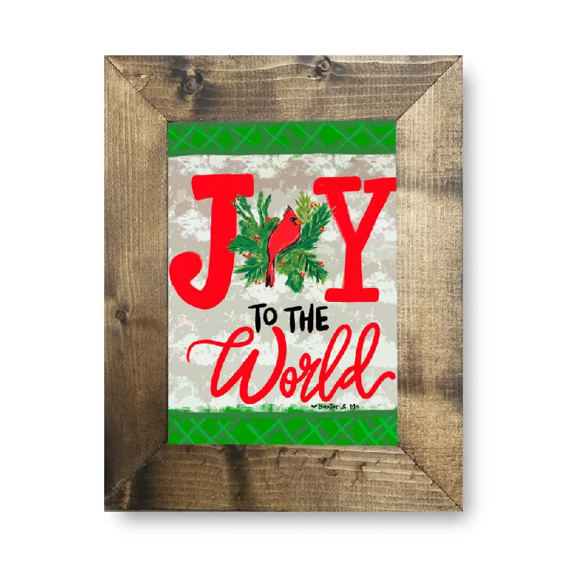 Joy to the World Red Bird Framed Art