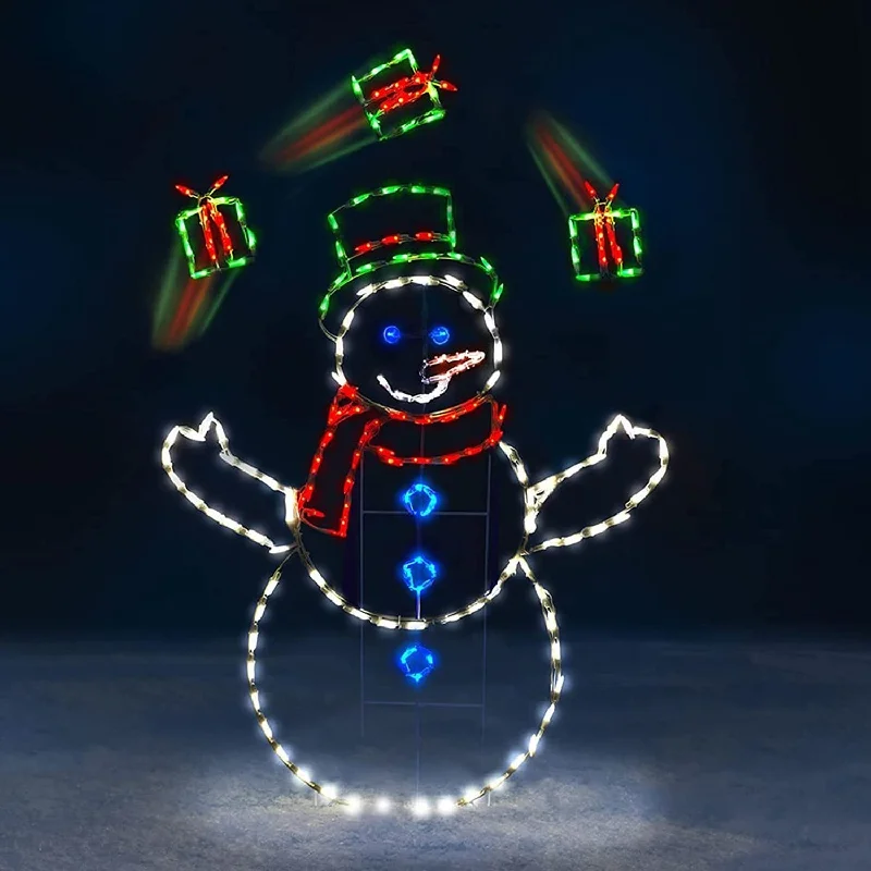 60" Juggling Snowman Animotion Outdoor LED Yard Decoration