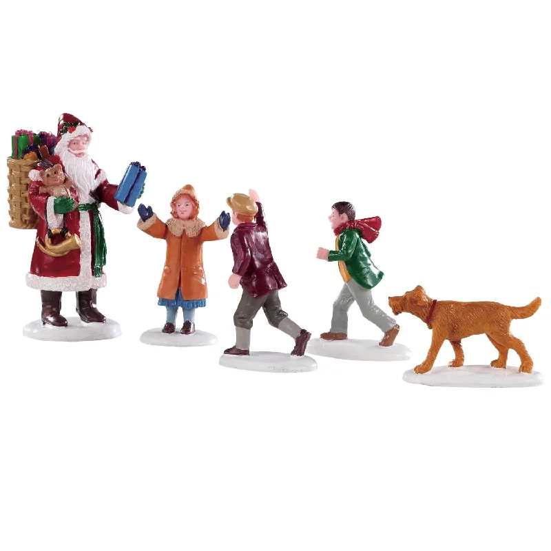 Lemax Caddington Village Figurines: Papa Christmas!, Set of 5 #92745