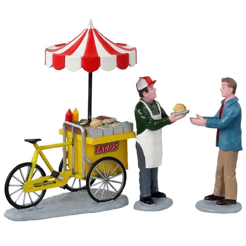 Lemax Caddington Village Figurines: Taco Cart, Set of 3 #12042