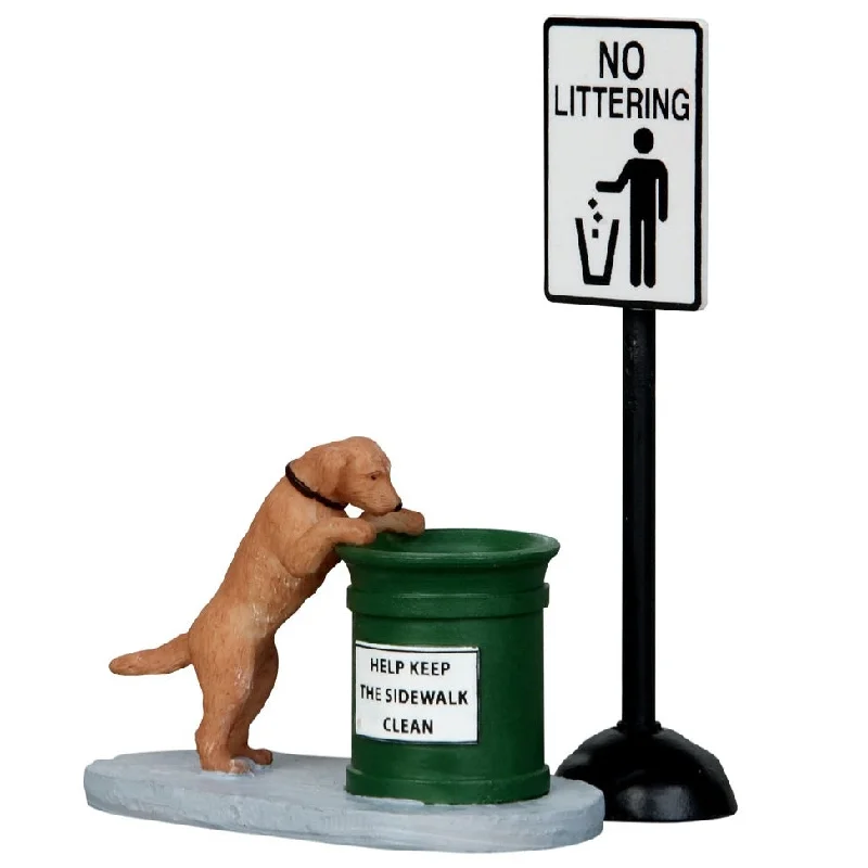 Lemax General Collectible Accessory: No Littering, Set of 2 #14364