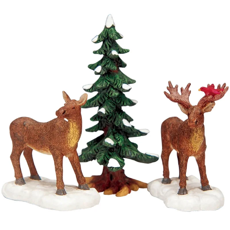 Lemax General Collectible Figurines: Mr. and Mrs. Moose, Set of 3 #32725