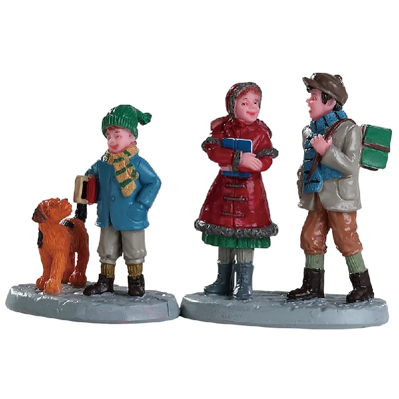 Lemax Caddington Village Figurines: Going To School, Set of 2 #82595