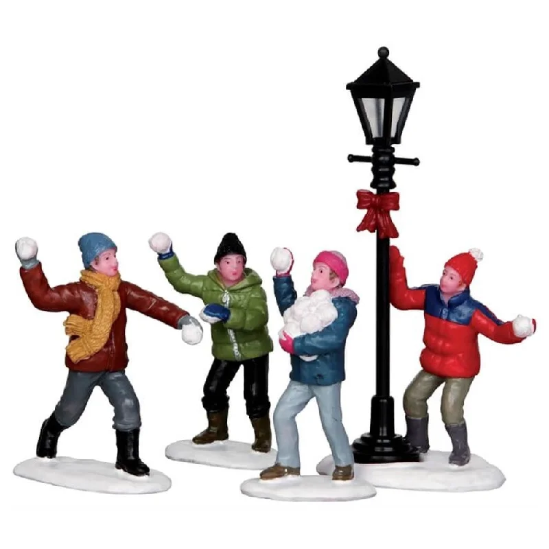 Lemax Vail Village Figurines: Snowball Fight, Set of 4 #32133