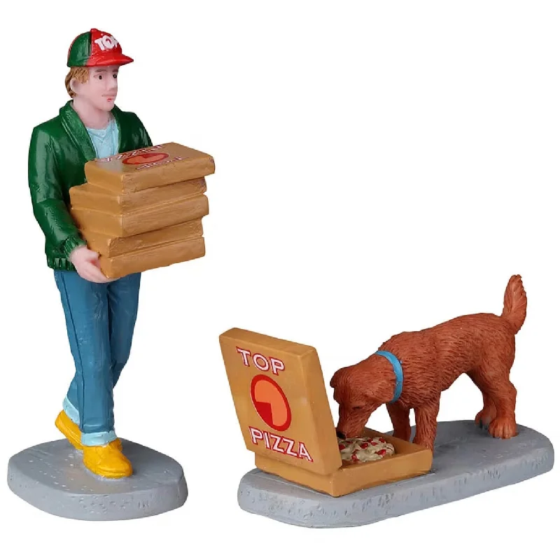 Lemax Harvest Crossing Figurines: Top Pizza Delivery, Set of 2 #22113