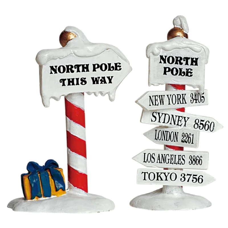 Lemax Santa's Wonderland Accessory: North Pole Signs, Set of 2 #64455