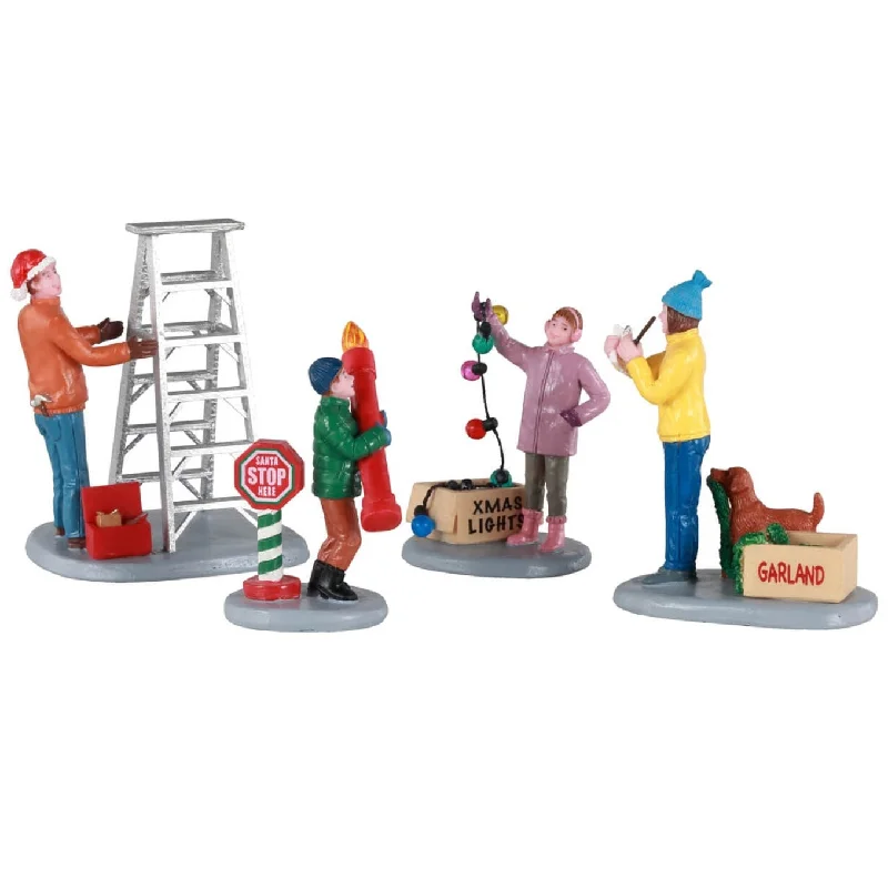 Lemax Vail Village Figurines: Getting Ready to Decorate, Set of 4 #12030