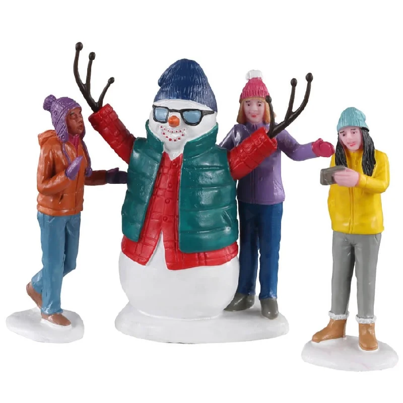 Lemax Vail Village Figurines: Snowman Selfie, Set of 3 #02940