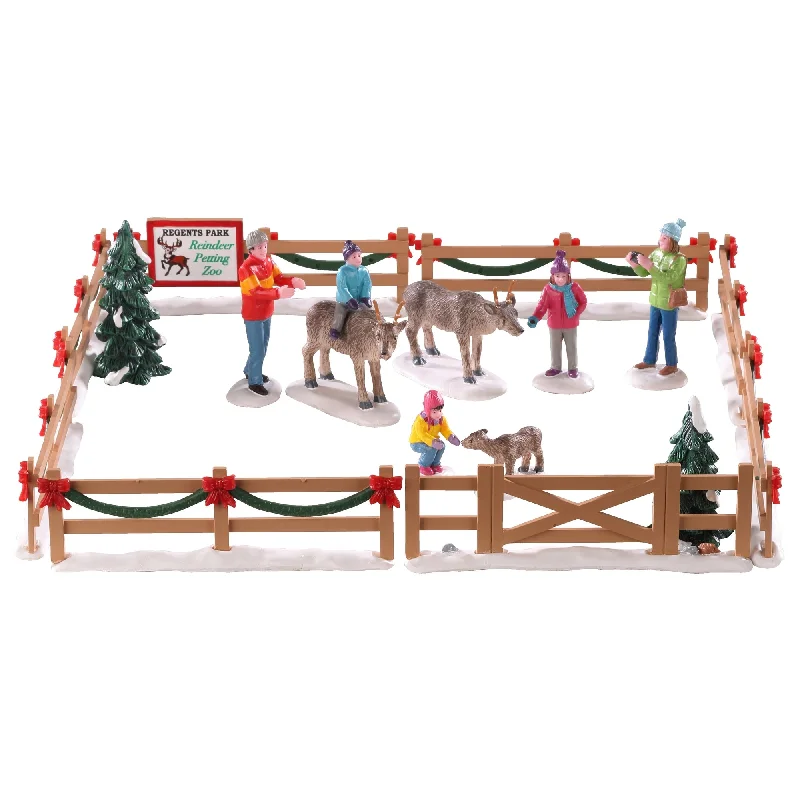 Lemax Vail Village Table Piece: Reindeer Petting Zoo, Set of 17 #93434