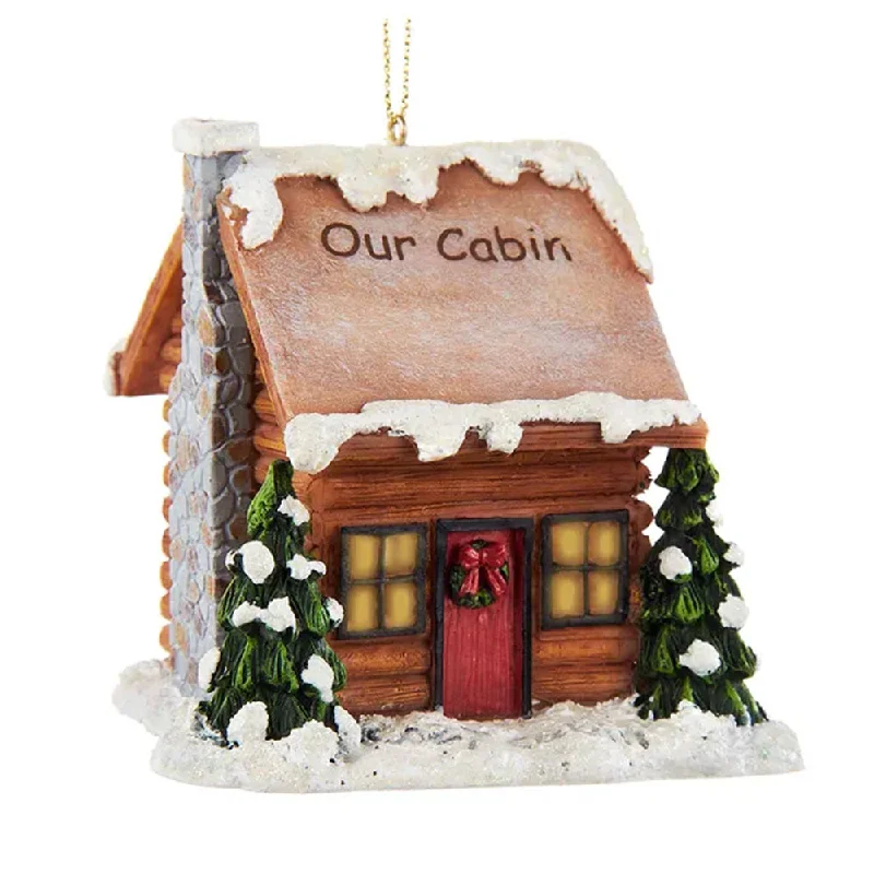 Log Cabin LED Lighted Ornament