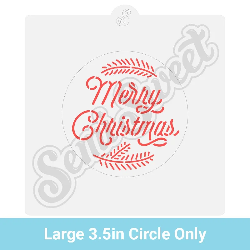 Merry Christmas Pine Circle Stencil