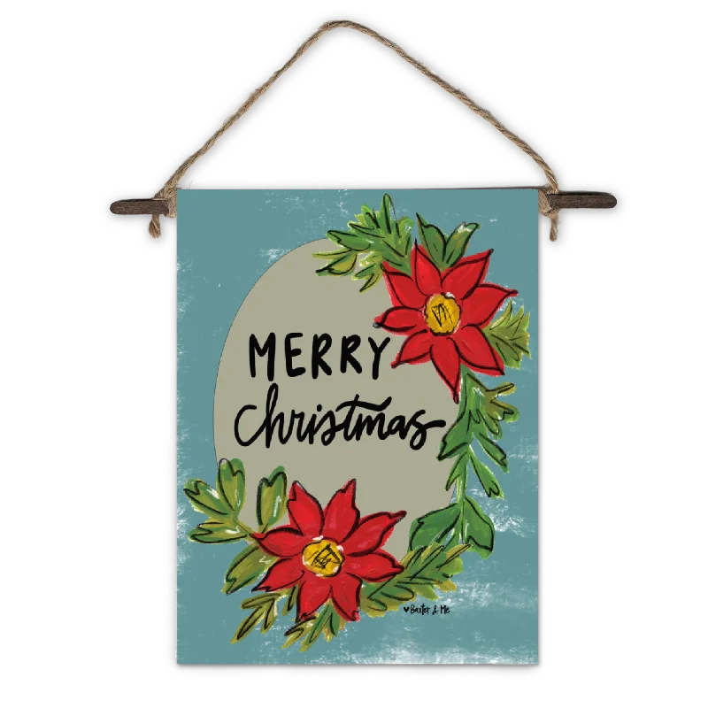 Merry Christmas Poinsettia Mini Wall Hanging