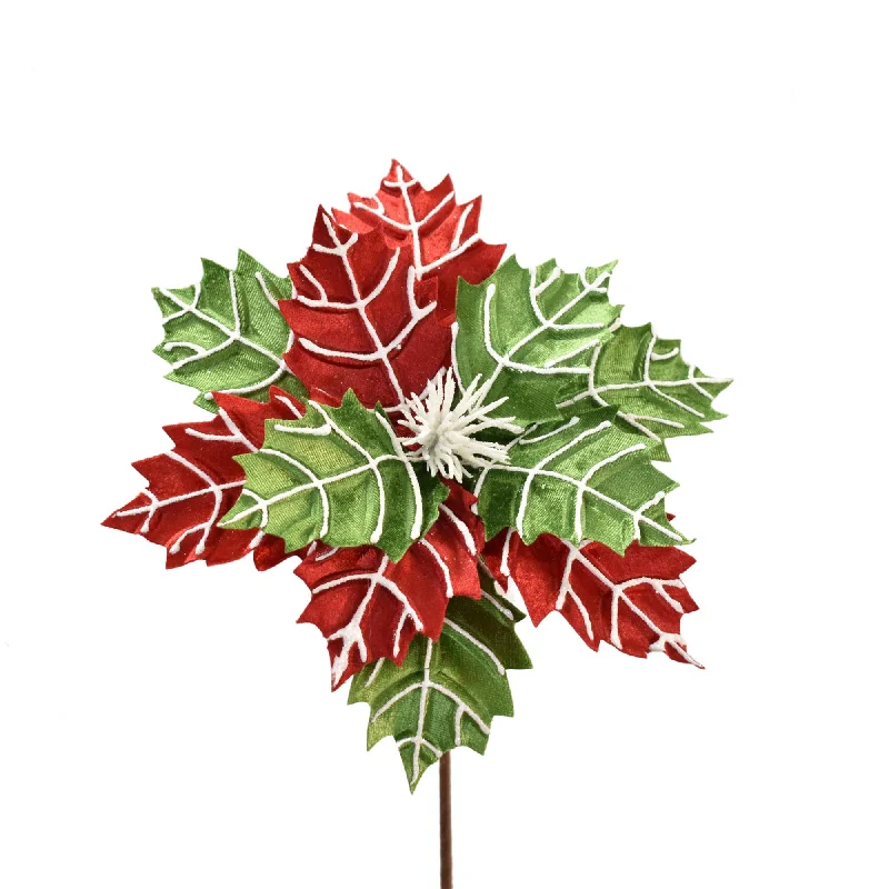 Merry Veined Poinsettia 24'' X 10''- Red/Green/White