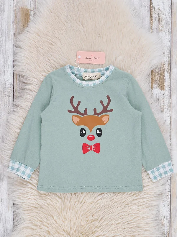 Mint Gingham Reindeer Shirt