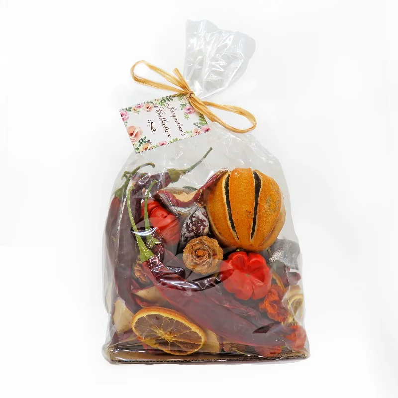 6 in. 250 Gram Mixed Potpourri- Oranges, Sliced Red Apples, Chiles, Cones, and Jackarandas