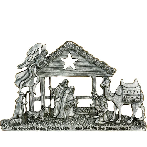 Pewter-Finished Nativity Scene