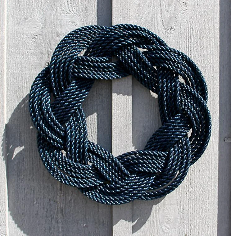 Nautical Wreath, Lobster Rope Sailor Knot Exterior Grade, Navy