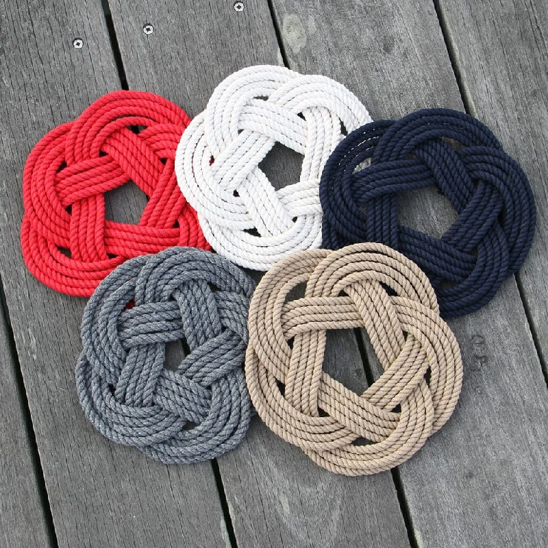 Nautical Sailor Knot Cotton Trivet, 5 Color Choices, Small