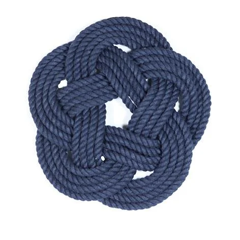 Nautical Sailor Knot Trivet, Navy Cotton Rope, Small