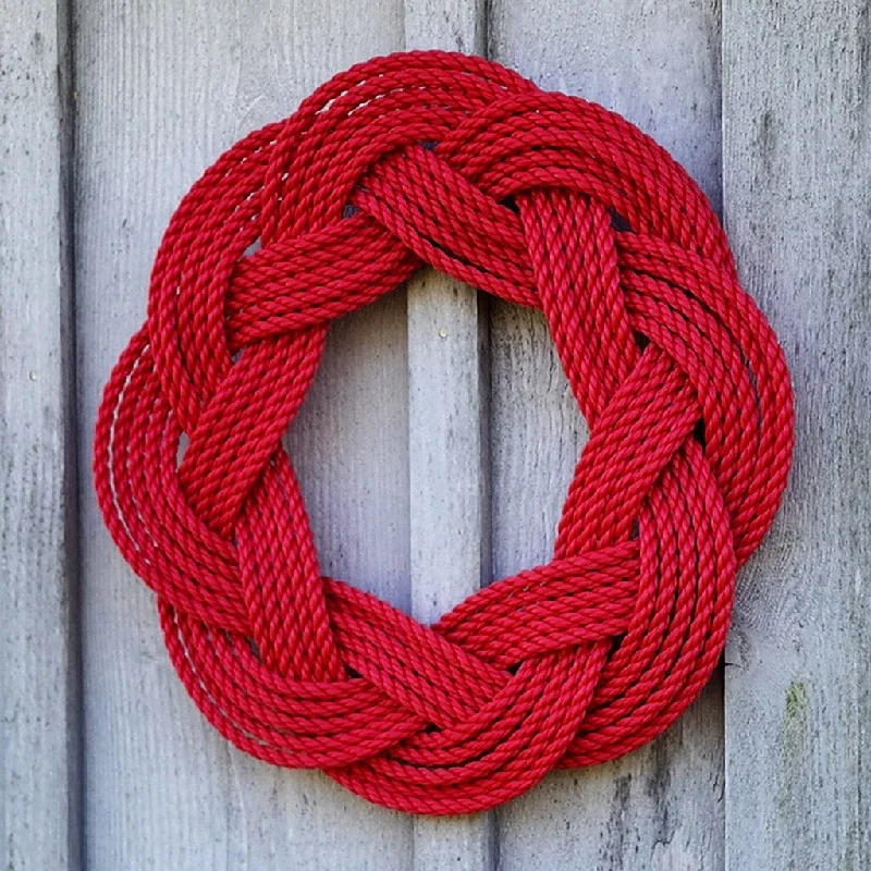 Nautical Wreath, Lobster Rope Sailor Knot Exterior Grade, Red